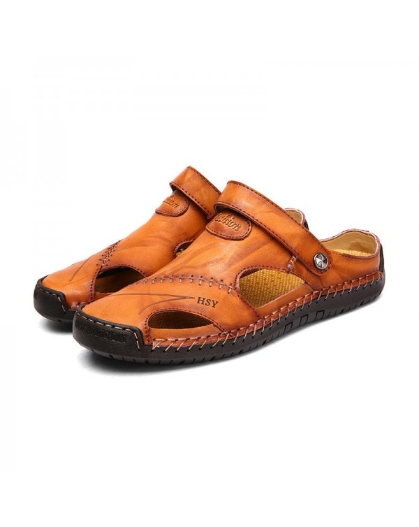 Men's Casual Outdoor Top Layer Cowhide Breathable Sandals 20672113M