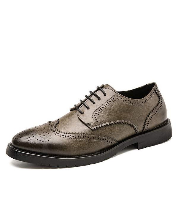 MEN'S BROGUE CARVED LEATHER SHOES 21806352