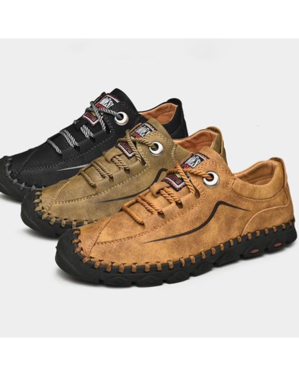 MEN'S CASUAL LACE UP HANDMADE SHOES 26804208M