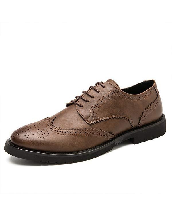 MEN'S BROGUE CARVED LEATHER SHOES 21806352