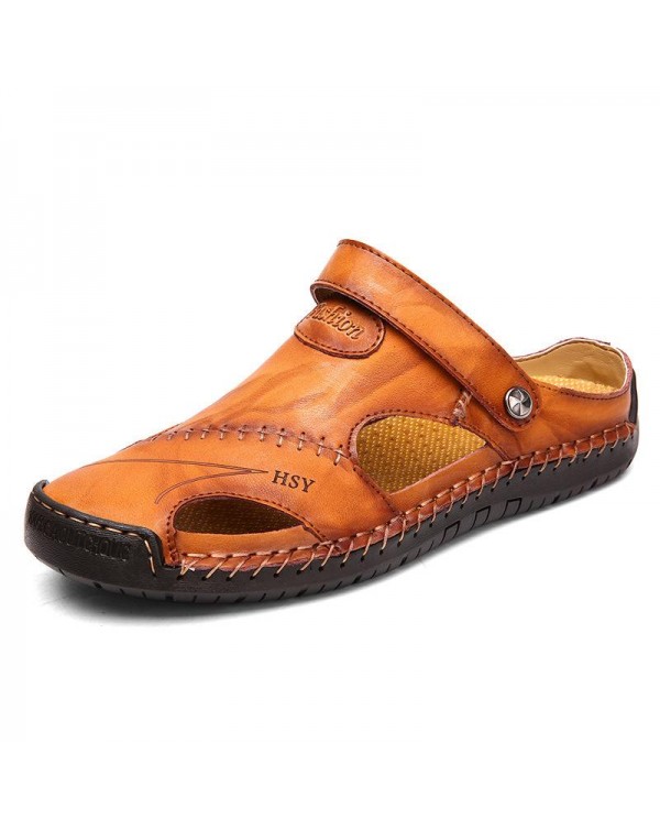 Men's Casual Outdoor Top Layer Cowhide Breathable Sandals 20672113M