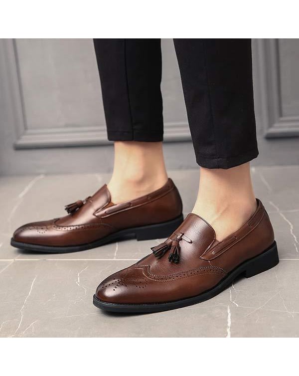 MEN'S SLIP-ON FRINGED LEATHER SHOES 68890437